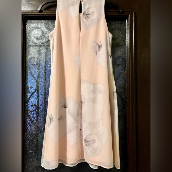 Calvin Klein Pink Peach Orchid Chiffon Flowy Floral Tunic Shift Dress 💖 - Picture 2 of 9